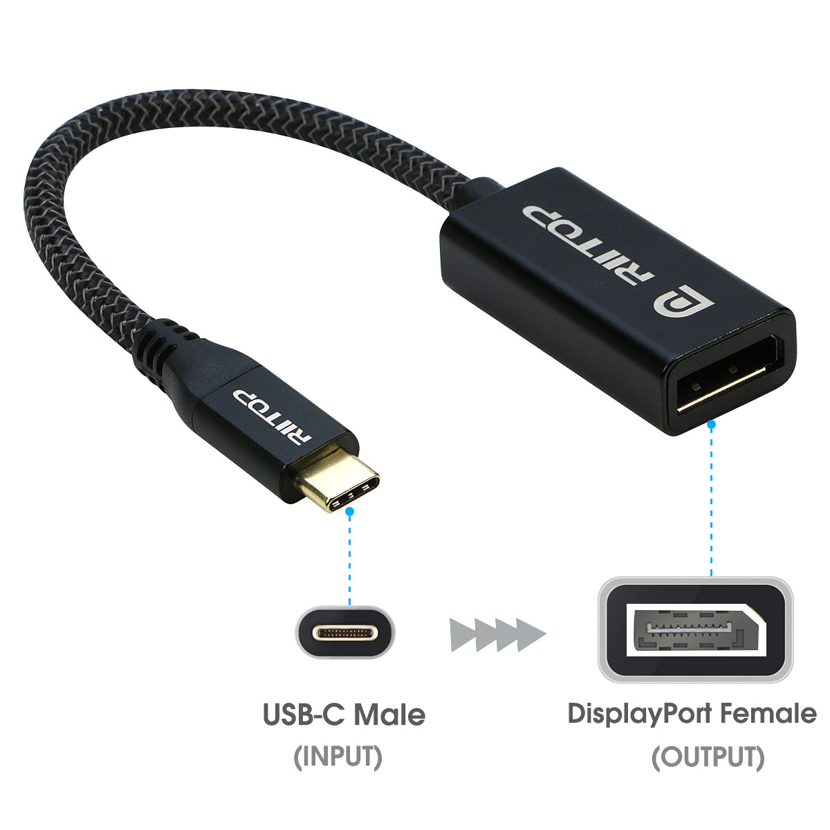 mestre hjemme koloni USB C to DisplayPort Adapter (4k@60hz), RIITOP USB 3.1 Type-C (Thunder