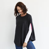 Florence cashmere Swing poncho charcoal grey neon pink onesie layering easy chic transeasonal dressing 