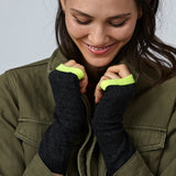 Charcoal neon yellow cashmere gloves stocking filler 