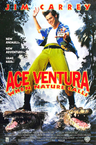 An original movie poster for the film Ace Ventura When Nature Calls by John Alvin