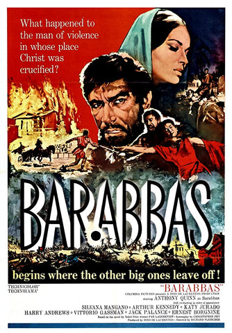 A movie poster by Frank McCarthy for the film Barabbas
