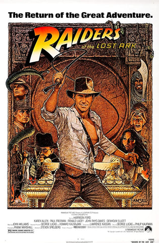 An original movie poster by Richard Amsel for the film Raider of the Lost Ark