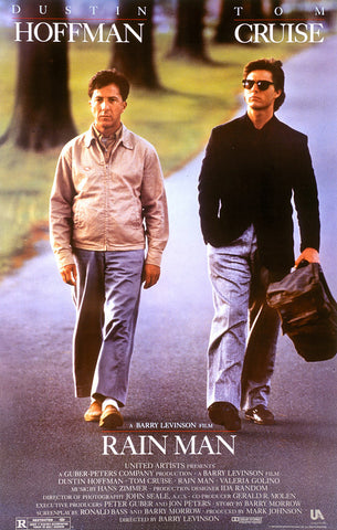 An original movie poster for the film Rain Man by John Alvin