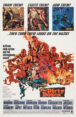 A movie poster by Frank McCarthy for the film The Dirty Dozen