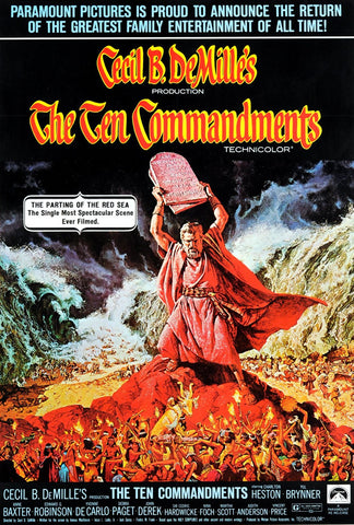 A movie poster by Frank McCarthy for the film The Ten Commandments