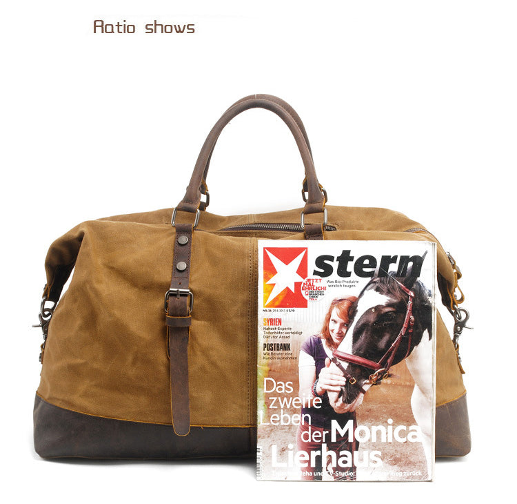 RATIO SHOW of Woosir Waxed Canvas Leather Weekender Bag Waterproof Travel Bag
