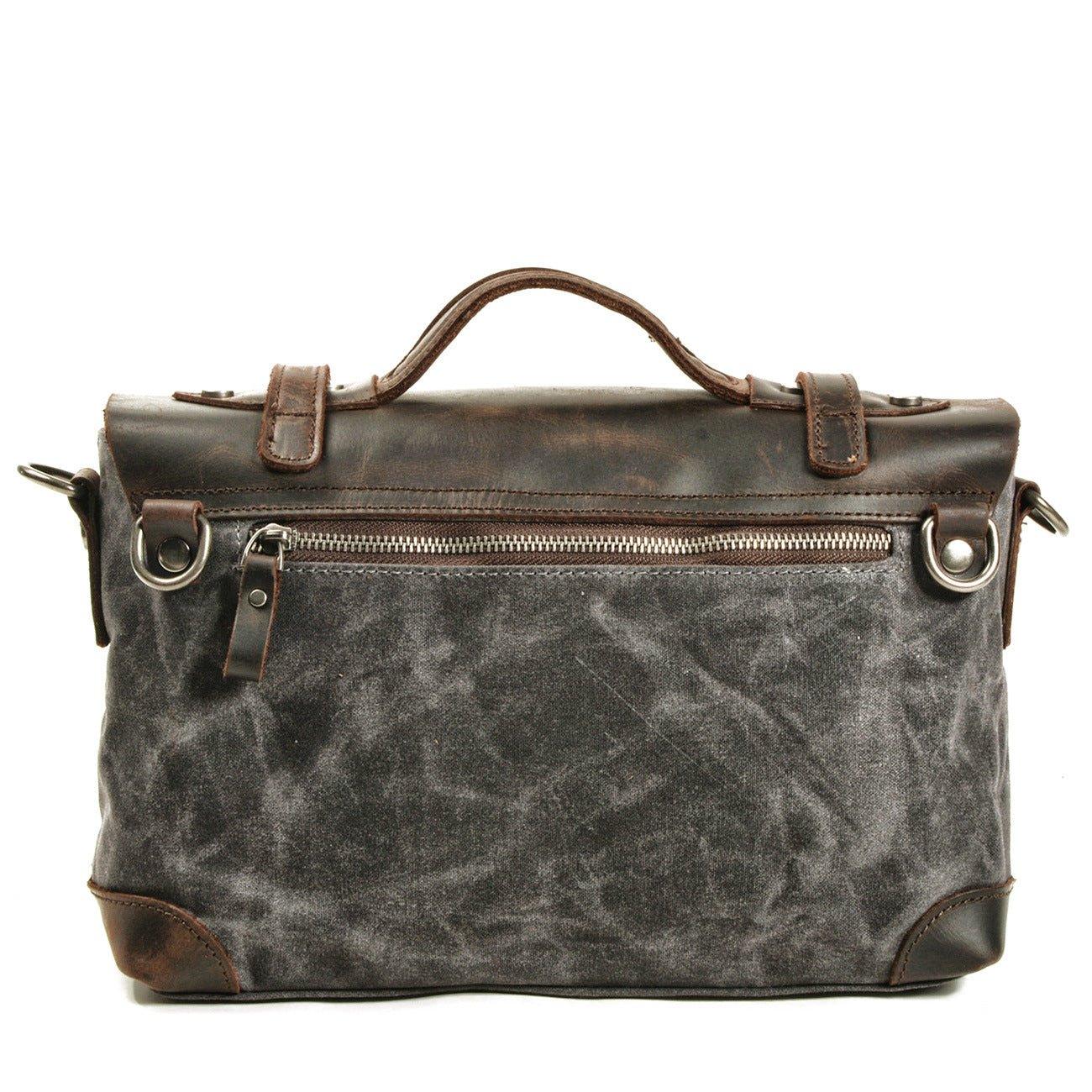 Woosir Retro Canvas Messenger Bag Briefcase Motorcycle Bags - Canvas Briefcases - Black---Woosir