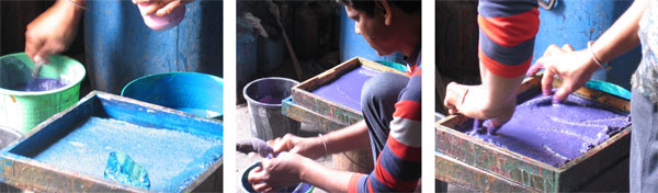 dye mixing for hand block printing in Sanganer
