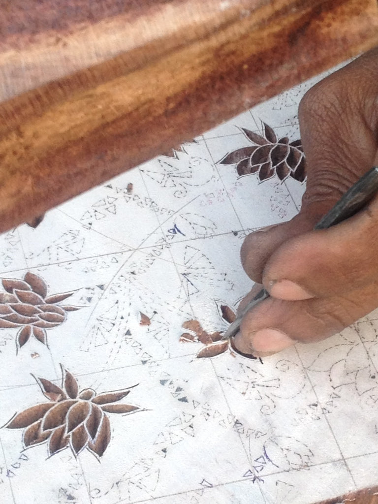 Block carving in Sanganer, Jaipur, India