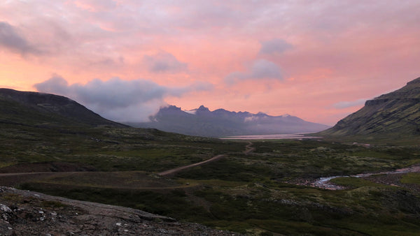 The sun sets on Pete's car camping trip in Iceland.