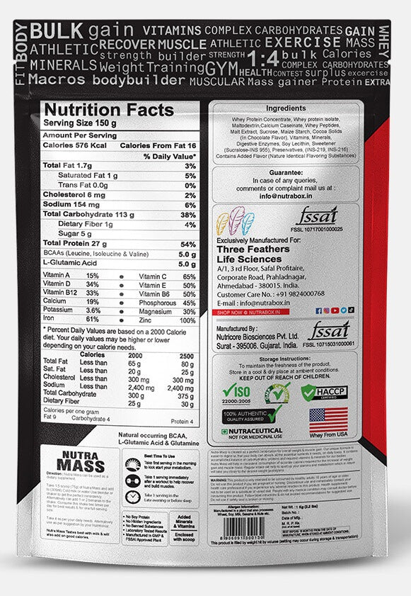 NutraMass Gainer Ingredients