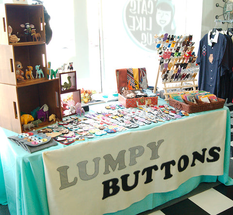 Lumpy Button Retro Handmade Brooches