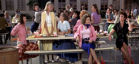 Retro movie fashion, Grease. The Pink Ladies. 1950s retro fashion
