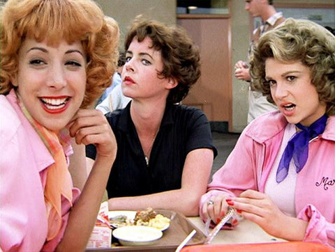 Retro movie fashion, Grease. The Pink Ladies. 1950s retro fashion