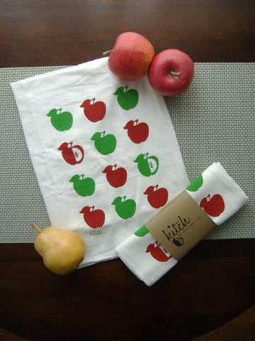 Apple retro design silkscreened on Kitch Towels