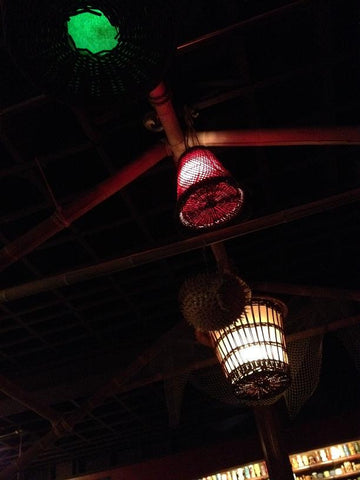 Porco Lounge and Tiki Room lanterns and blowfish lamp