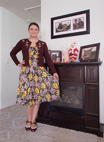 Trashy Diva Louise dress in Victory Floral- with Maroon