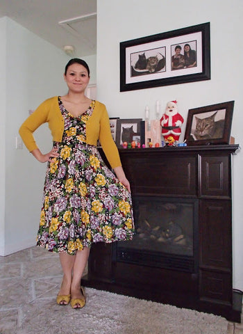 Trashy Diva Louise dress in Victory Floral- with Mustard Yellow