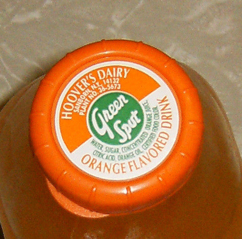 Hoover's Dairy Green Spot Orange Drink bottle top