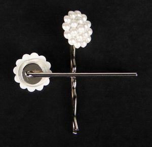 Peggy Pearl Bobby Pins by Its a Swindle can work double duty as they are not only lovely hair decor, yet they can really aid in holding the rolls into place.