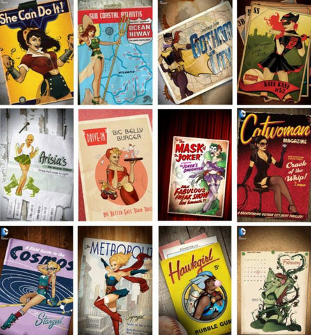 DC Comics Bombshell retro pinup inspired covers