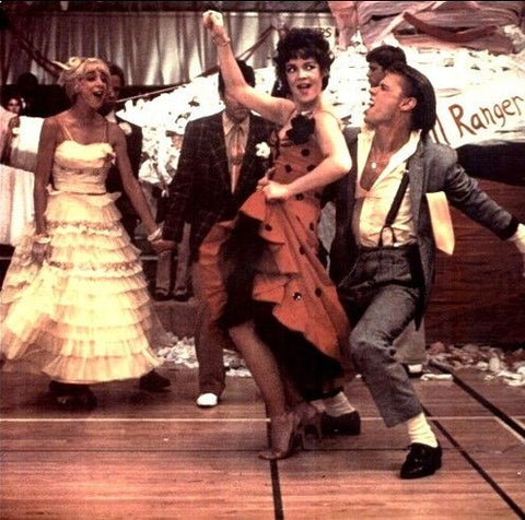 Retro movie fashion, Grease. 1950s retro fashion. 1950s prom dance