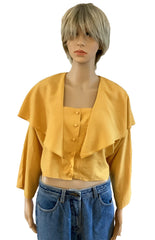 80'S Mustard Yellow Cropped Blouse