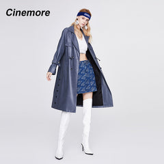 Retro Street Style Womens Faux Leather Trench Coat Long Winter Women Loose Coat