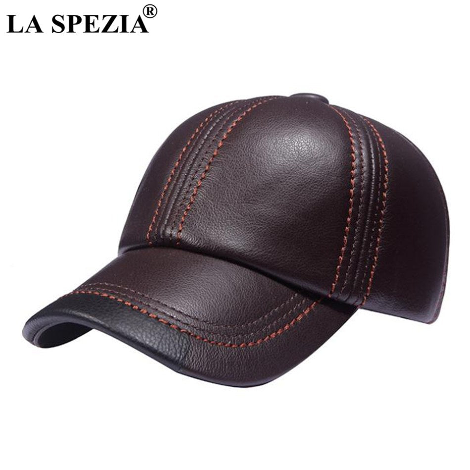 peaked leather cap