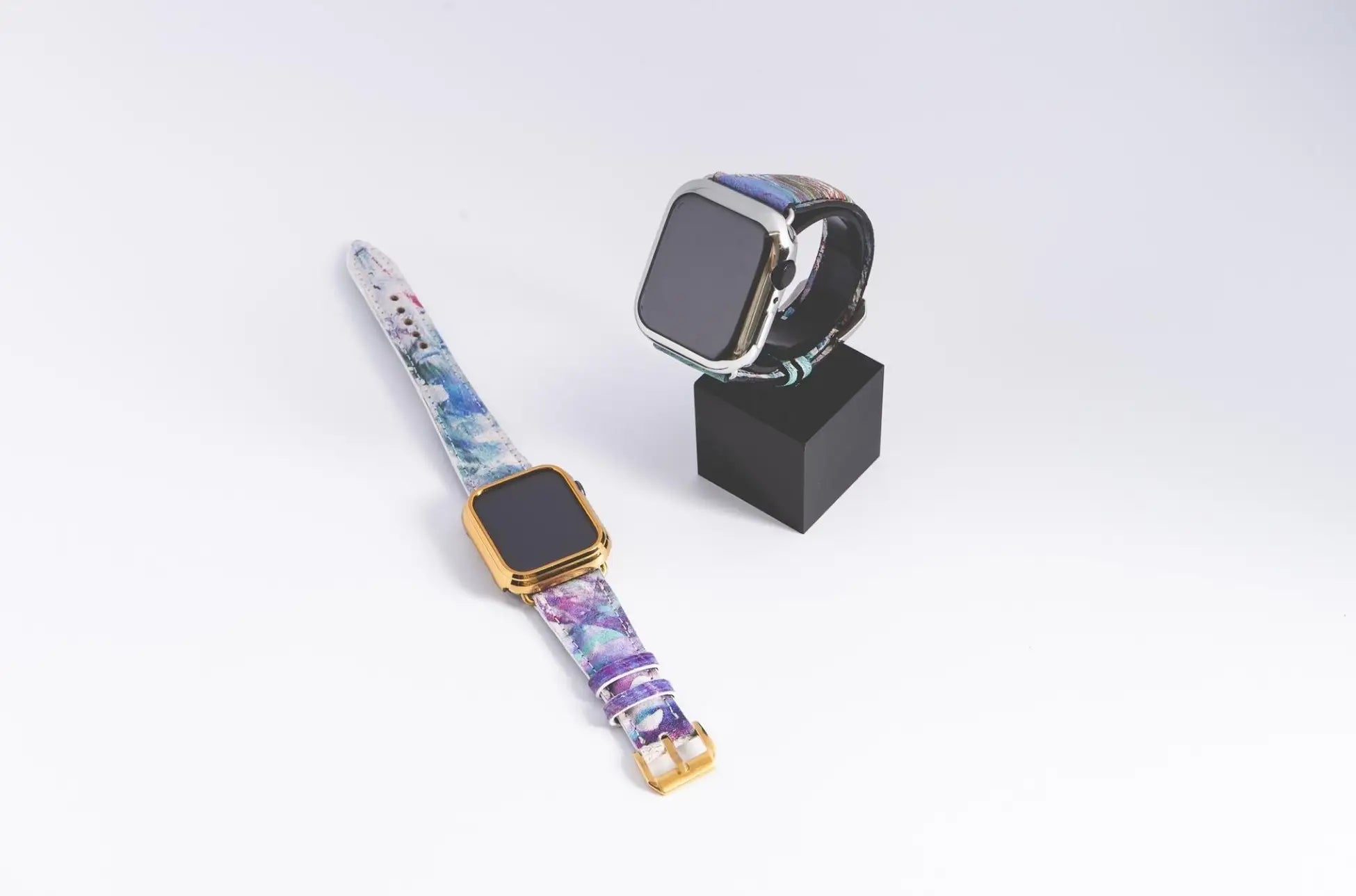 Apple Watch バンド エスニック柄 42 44 45mm 緑 紫系