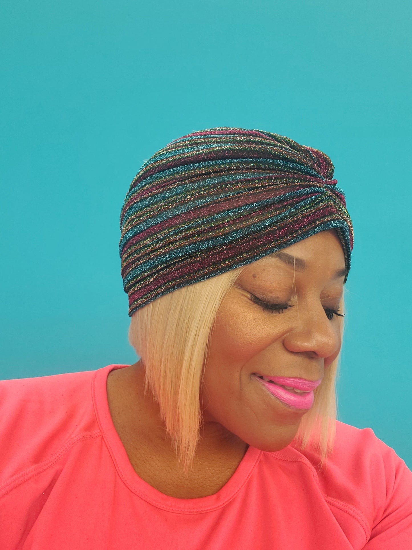 Blue Multiple Stripe Turban