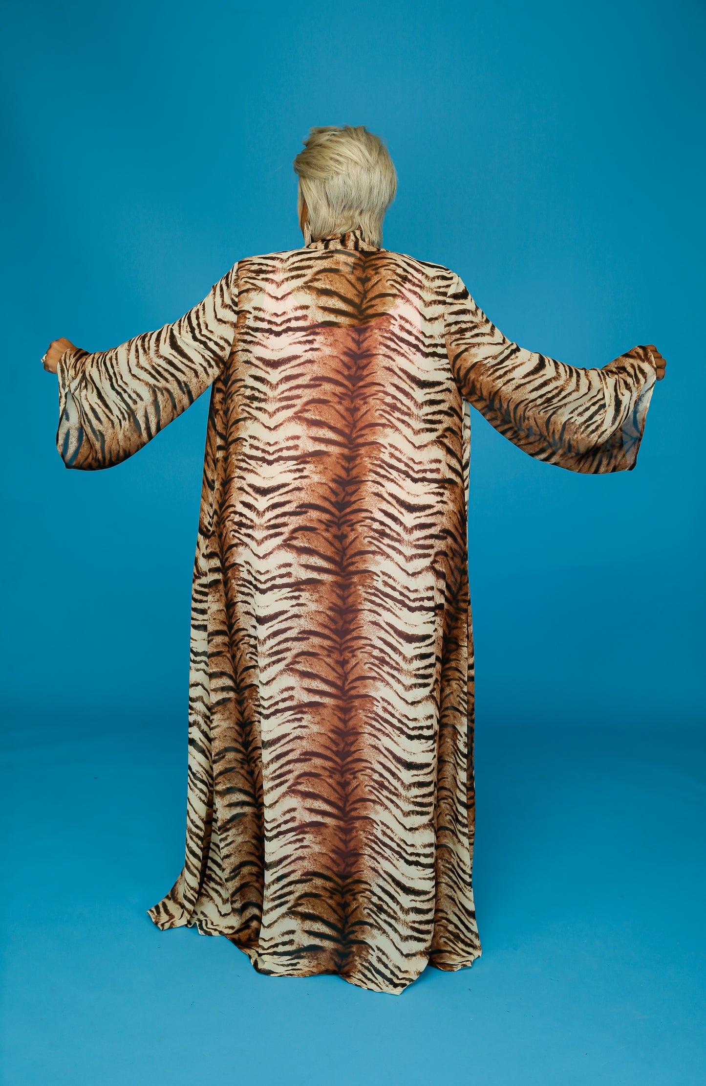 Tiger Print Chiffon Duster