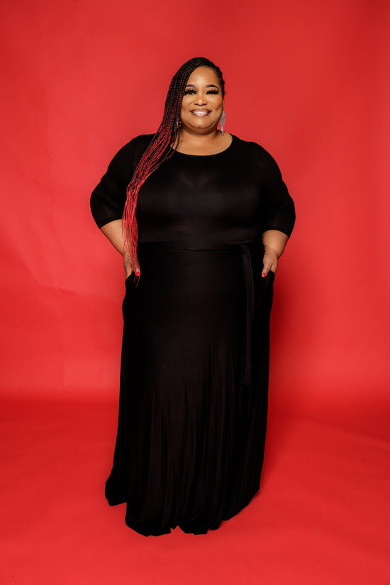 Extended Size Black Gabby Maxi Dress