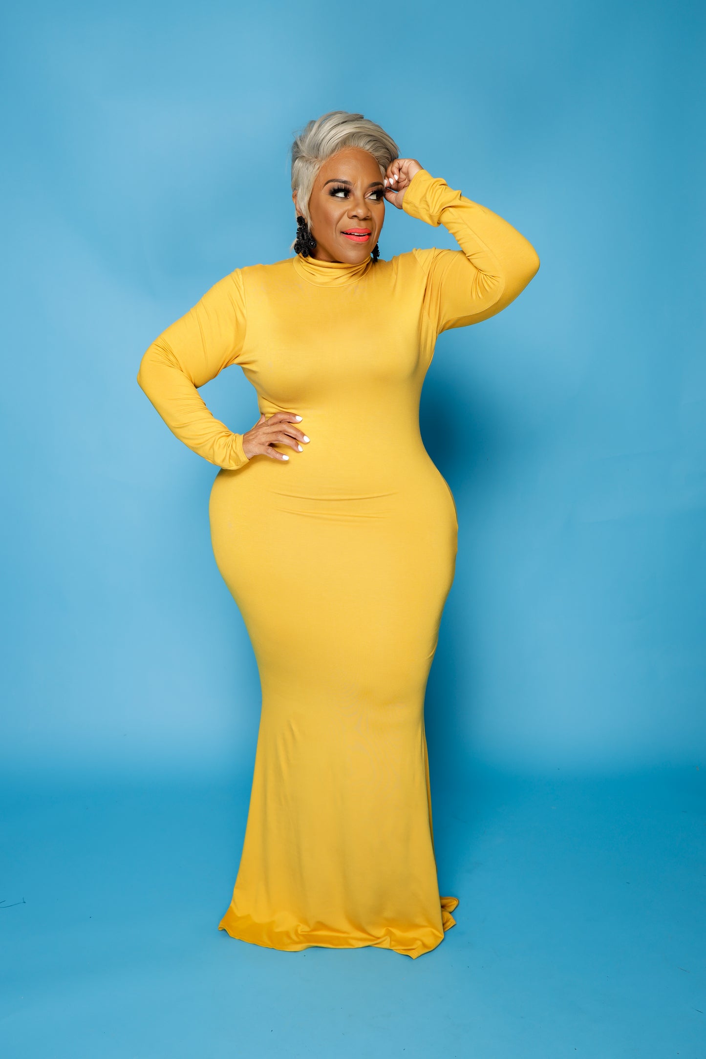 Mustard Lala Turtleneck Maxi Dress