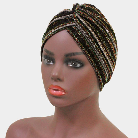 Black Multiple Stripe Turban