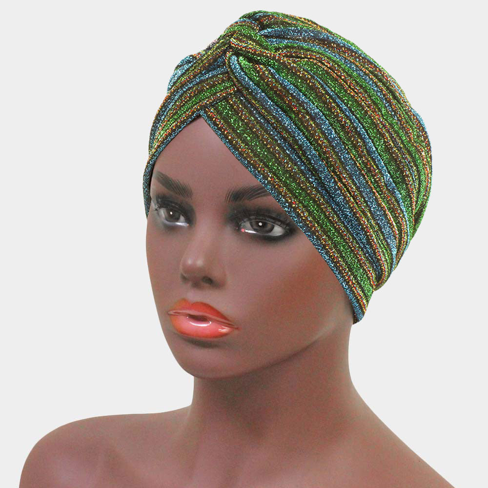 Green Multiple Stripe Turban