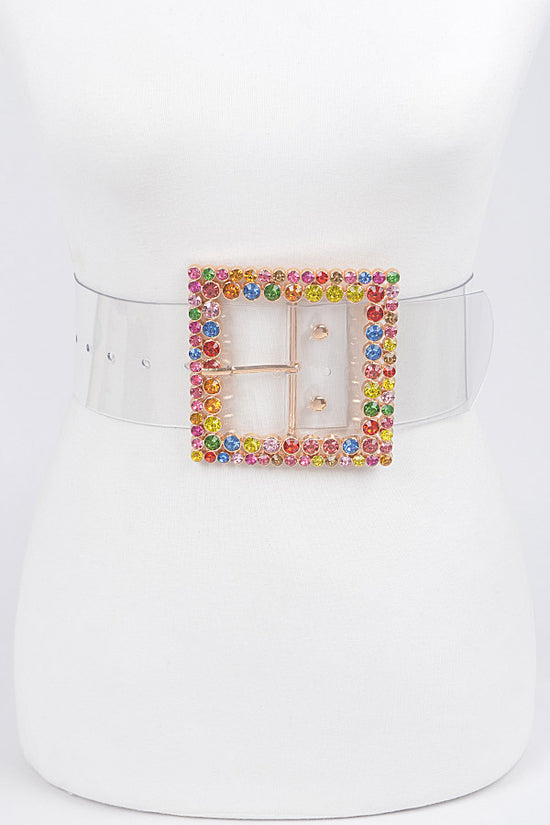 Multi Rhinestone Buckle Clear Plus Size Belt