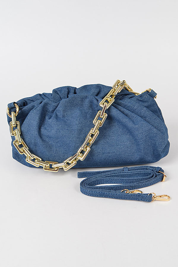 Dark Denim Chain Clutch