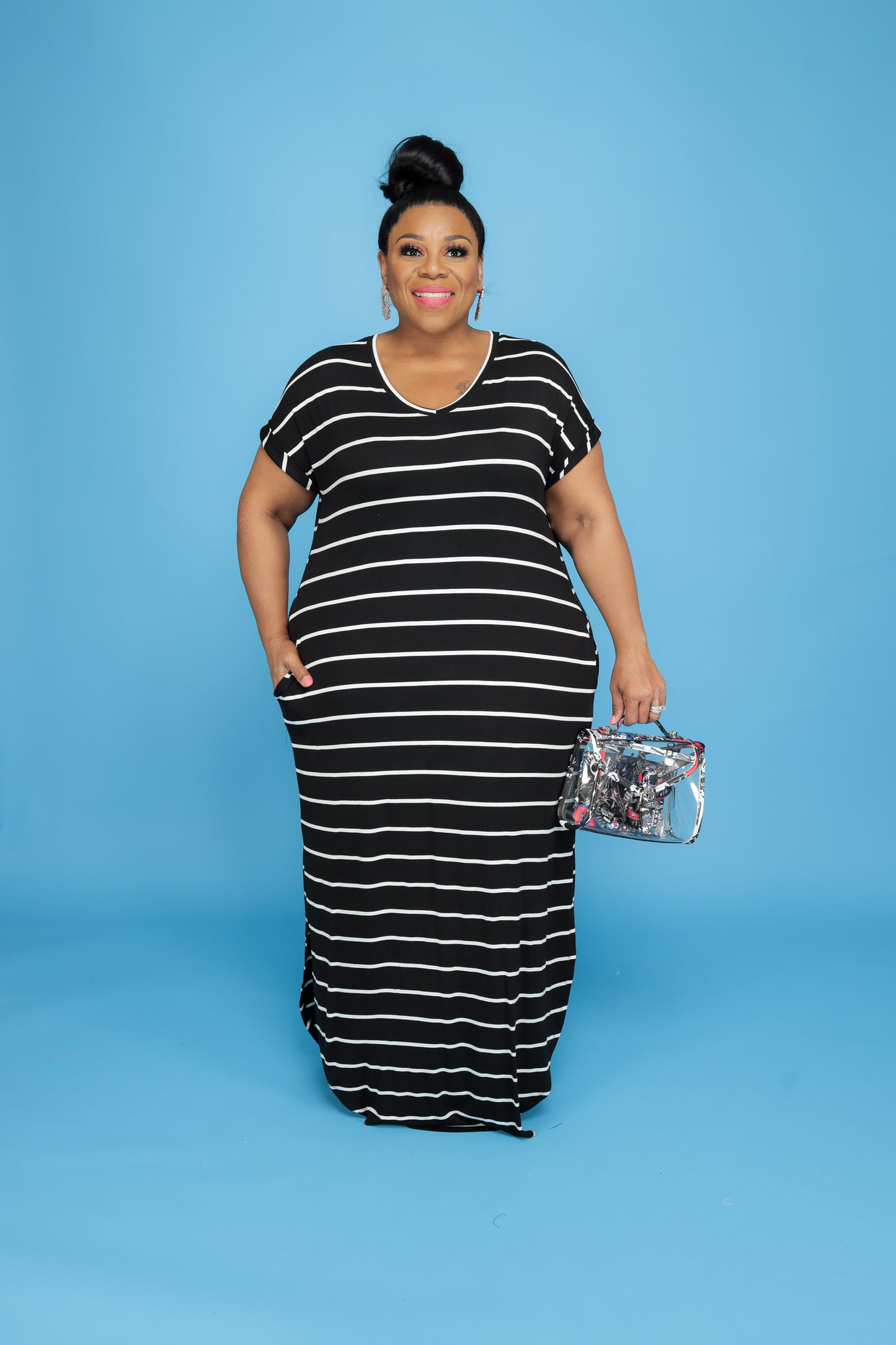 Black Stripe T-Shirt Dress