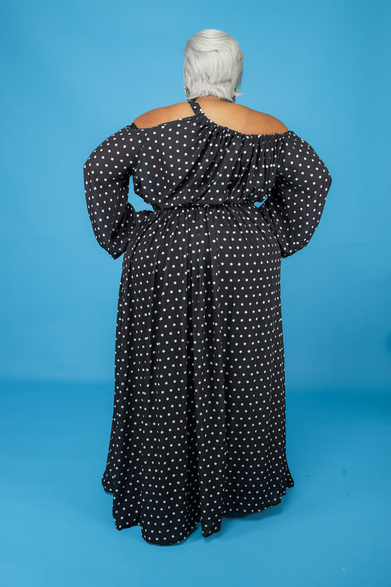 Black Collen Polka Dot Dress