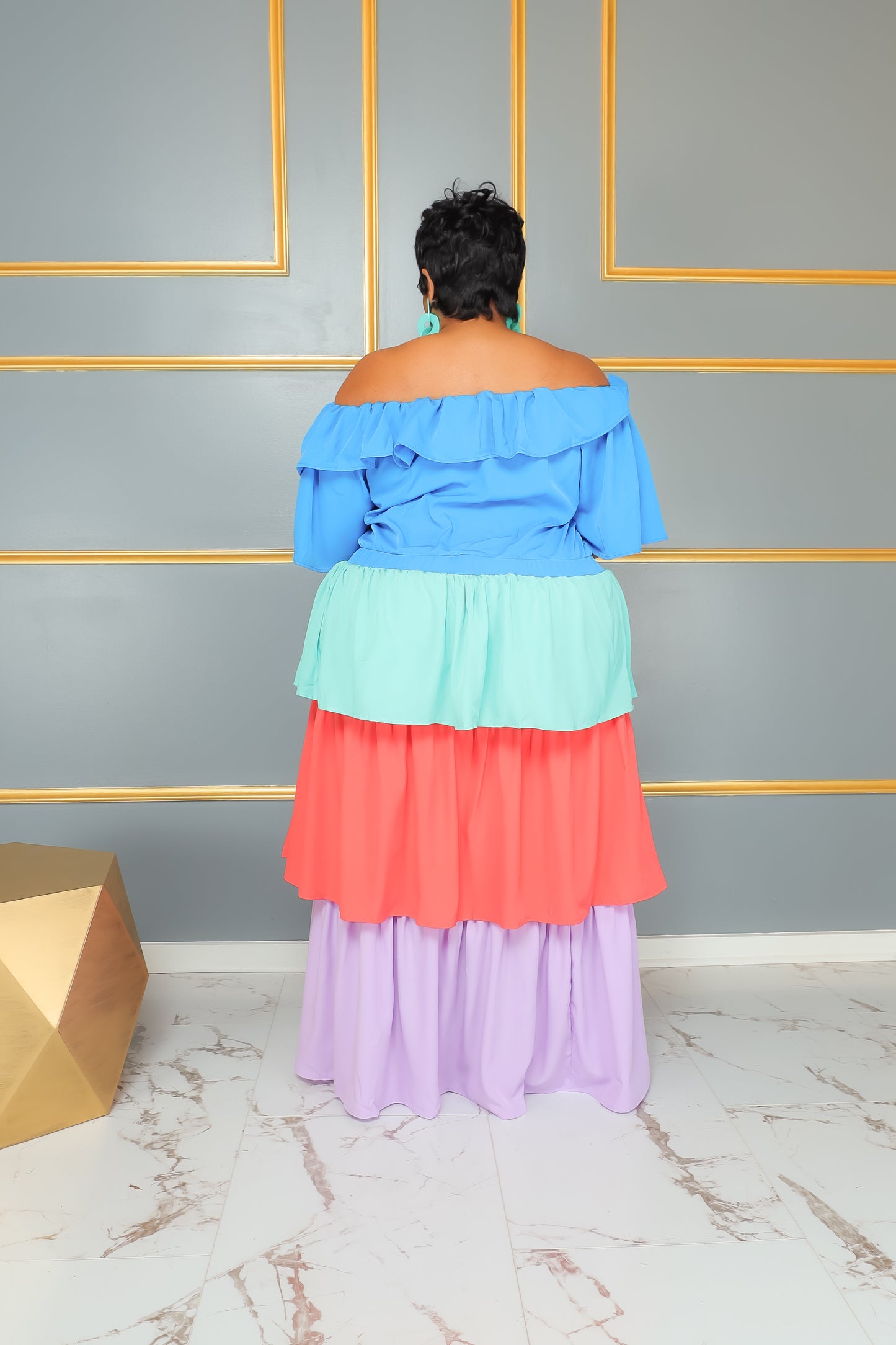 Carrie Color-Block Tiered Dress