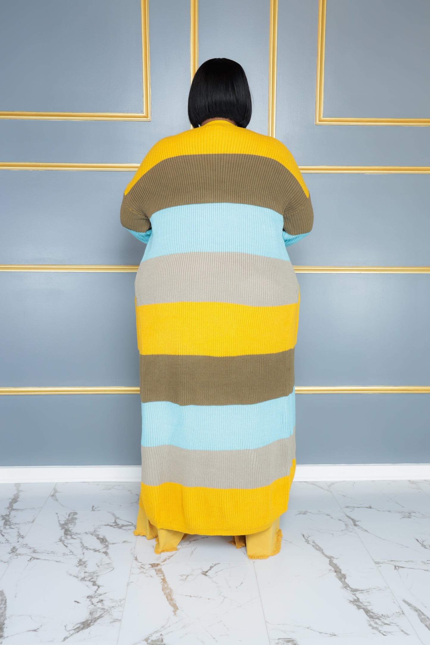 Mustard Stripe Knit Cardigan