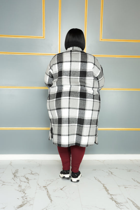 Grey Plaid Long Jacket