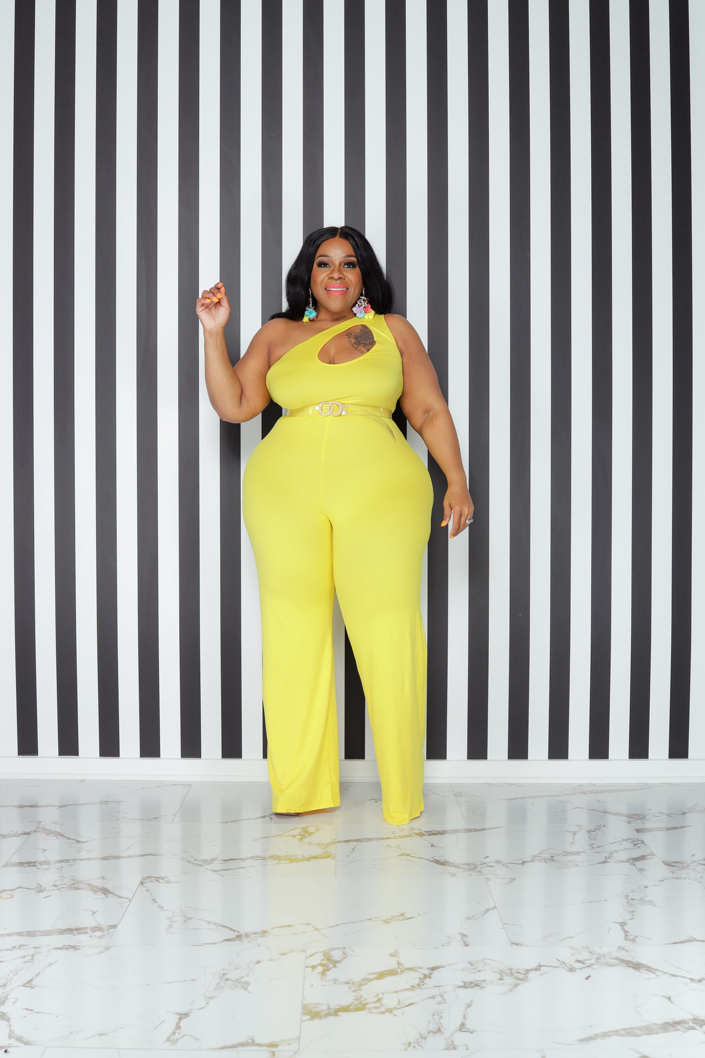 Yellow Pretty Cut-Out Jumpsuit