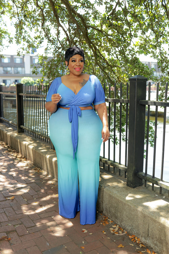 Blue Ombre Cut-Out Jumpsuit