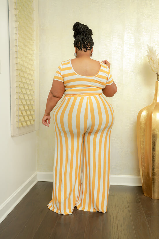 Mustard Peppermint Stripe Pant Set