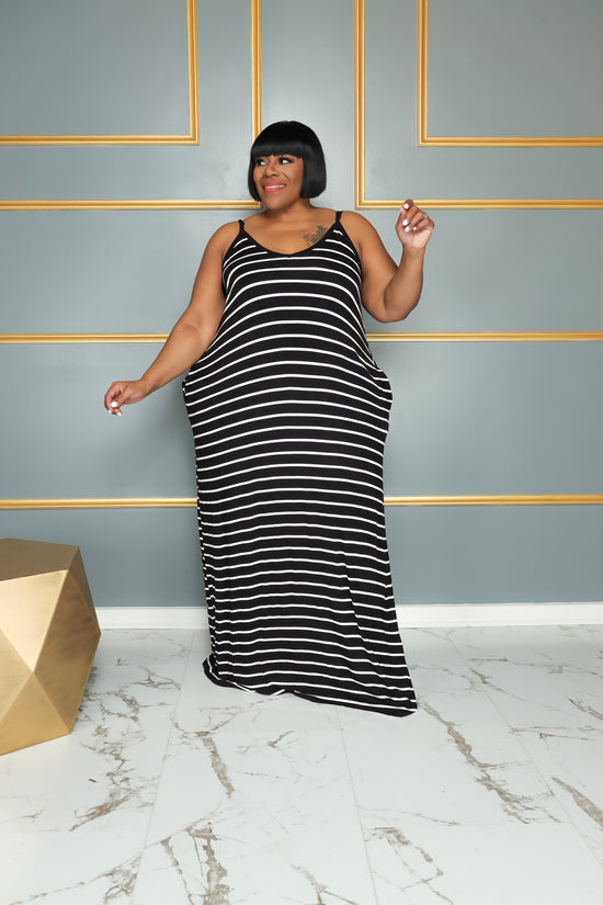 Black Stripe Cami Dress