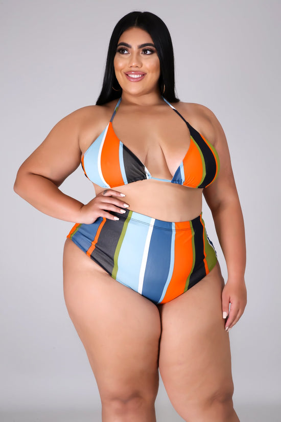 Blue Stripe Swimwear Set