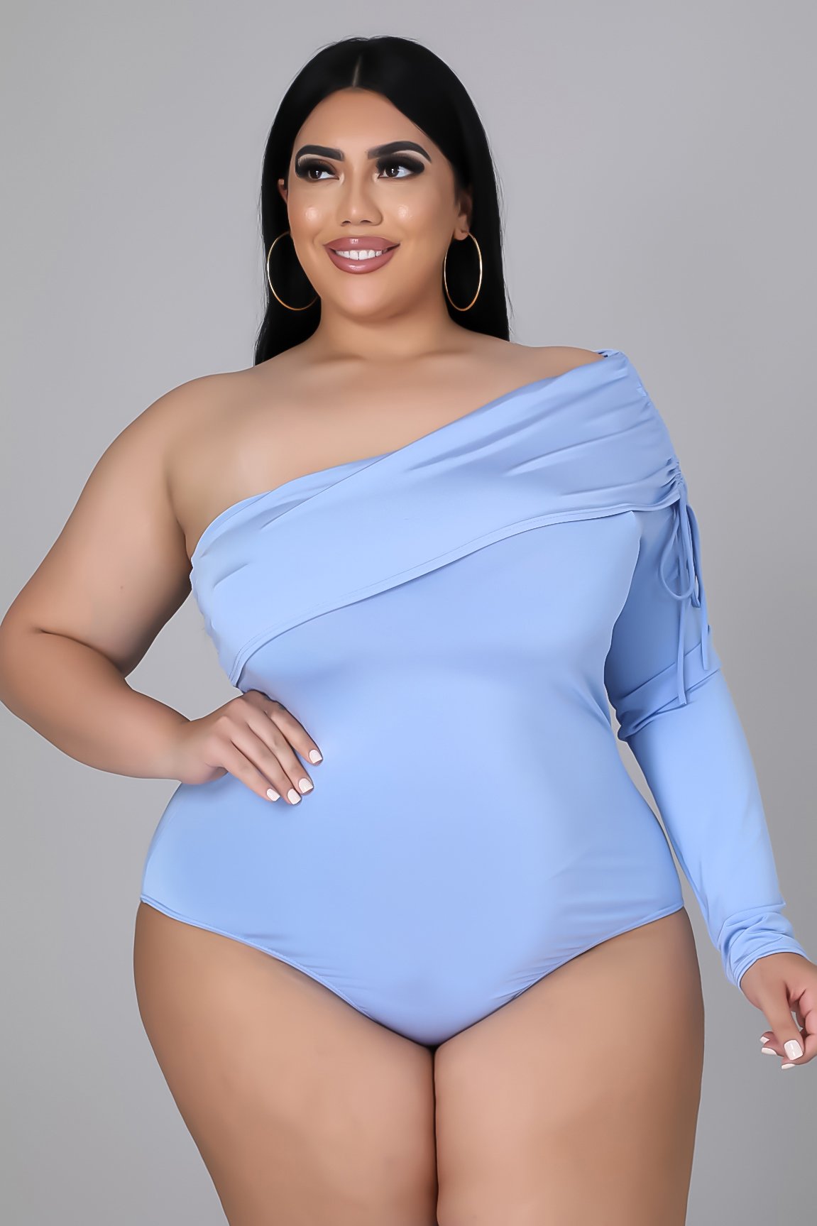 Sky Blue One Sleeve Body-suit