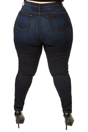 Dark Blue Basic Hi Waist Jeans